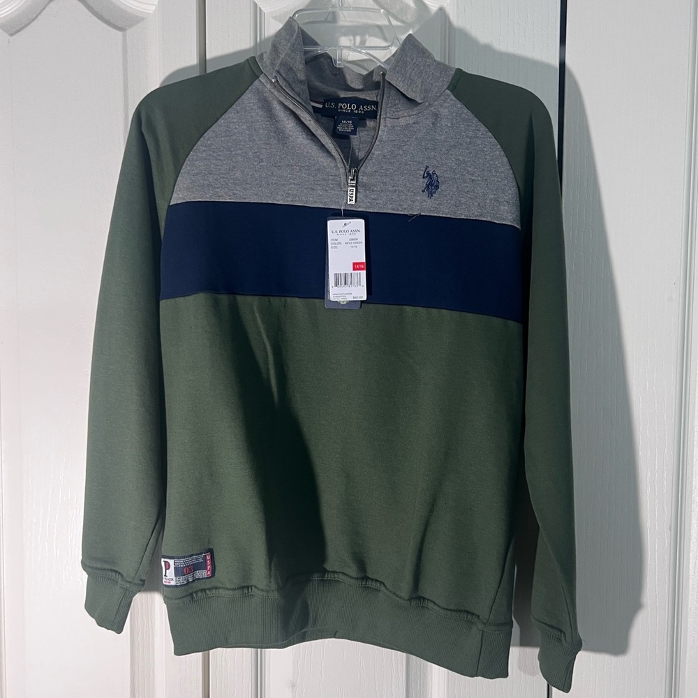 U.S. Polo Assn. Men's Green and Gray Sweater